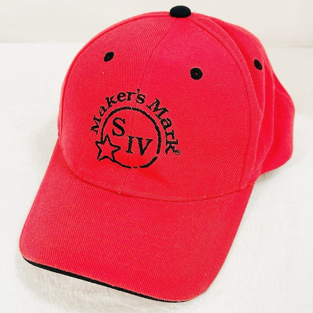 Maker's Mark Logo Hat Cap Adjustable Strapback‎ Red Outdoors Casual Workwear